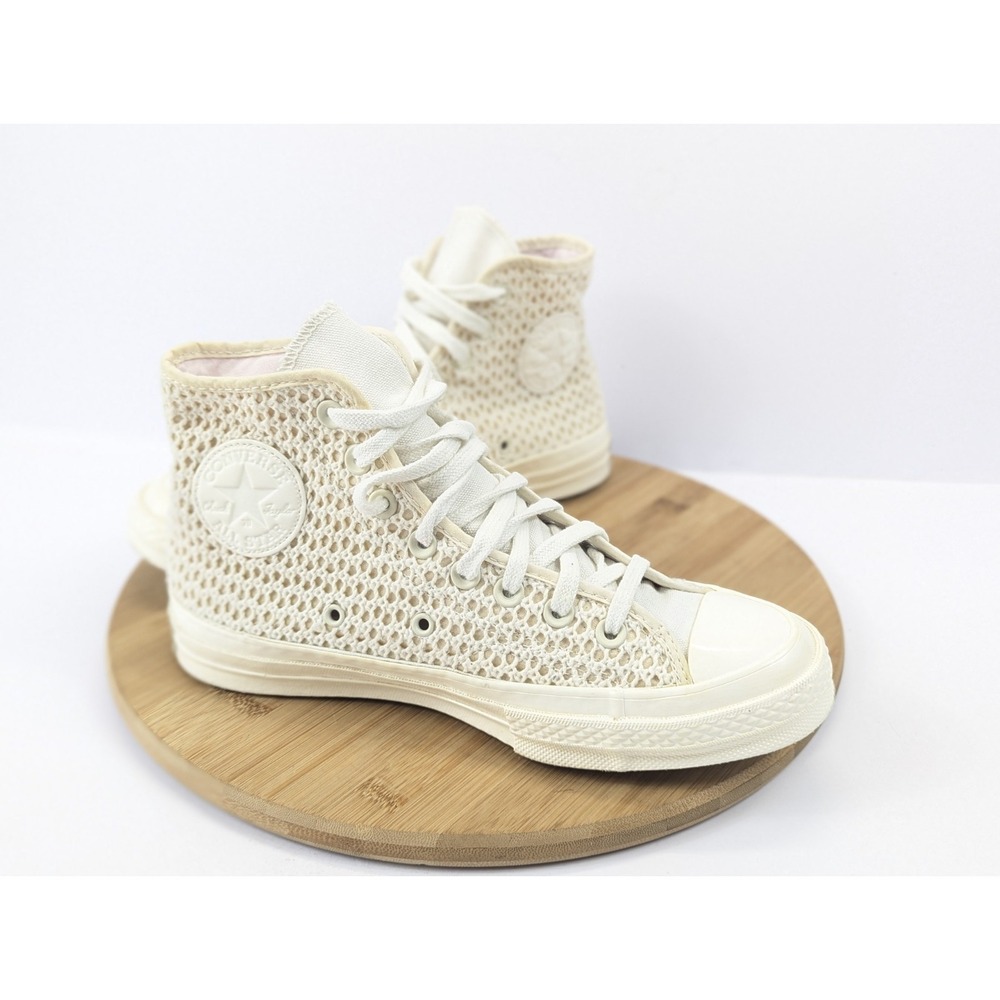 Converse Chuck Taylor Crochet Shoes Womans Size 8.5 White Cream Sneakers